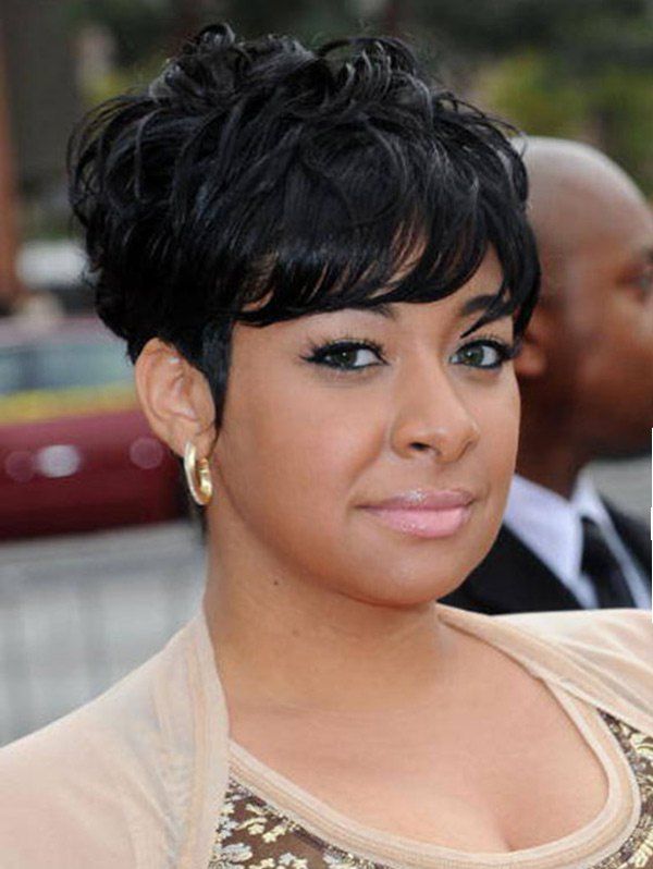 

Short Inclined Bang Slightly Curly Human Hair Wig, Black