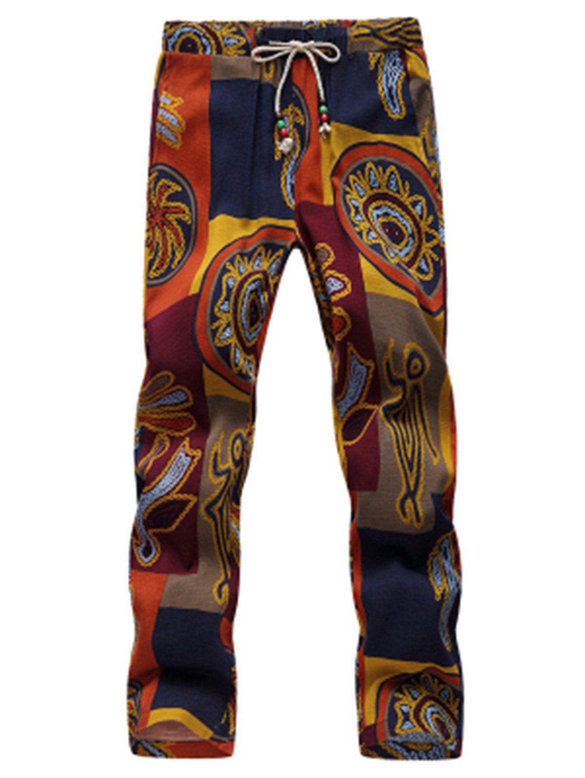

Lace Up Tribal Print Ninth Pants, Colormix