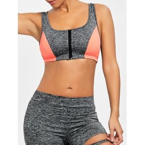 

Racerback Zip Up Sports Bra, Colormix