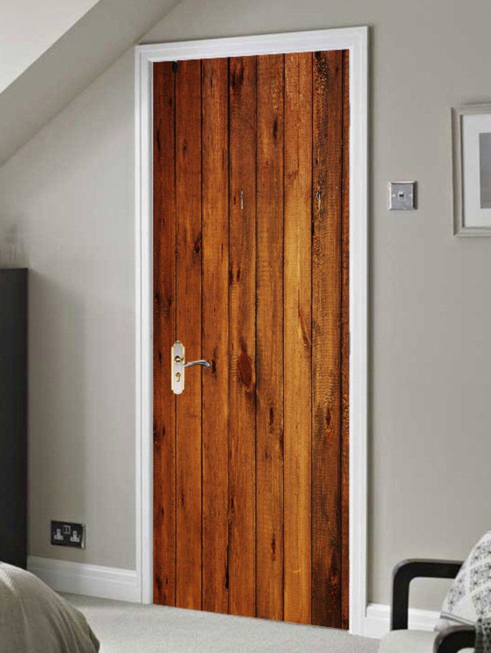 

Wooden Grain Printed Door Decals, Brown