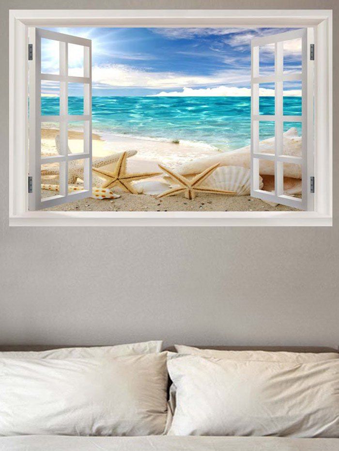 

Starfishes Beach Printed Wall Stickers, Windsor blue