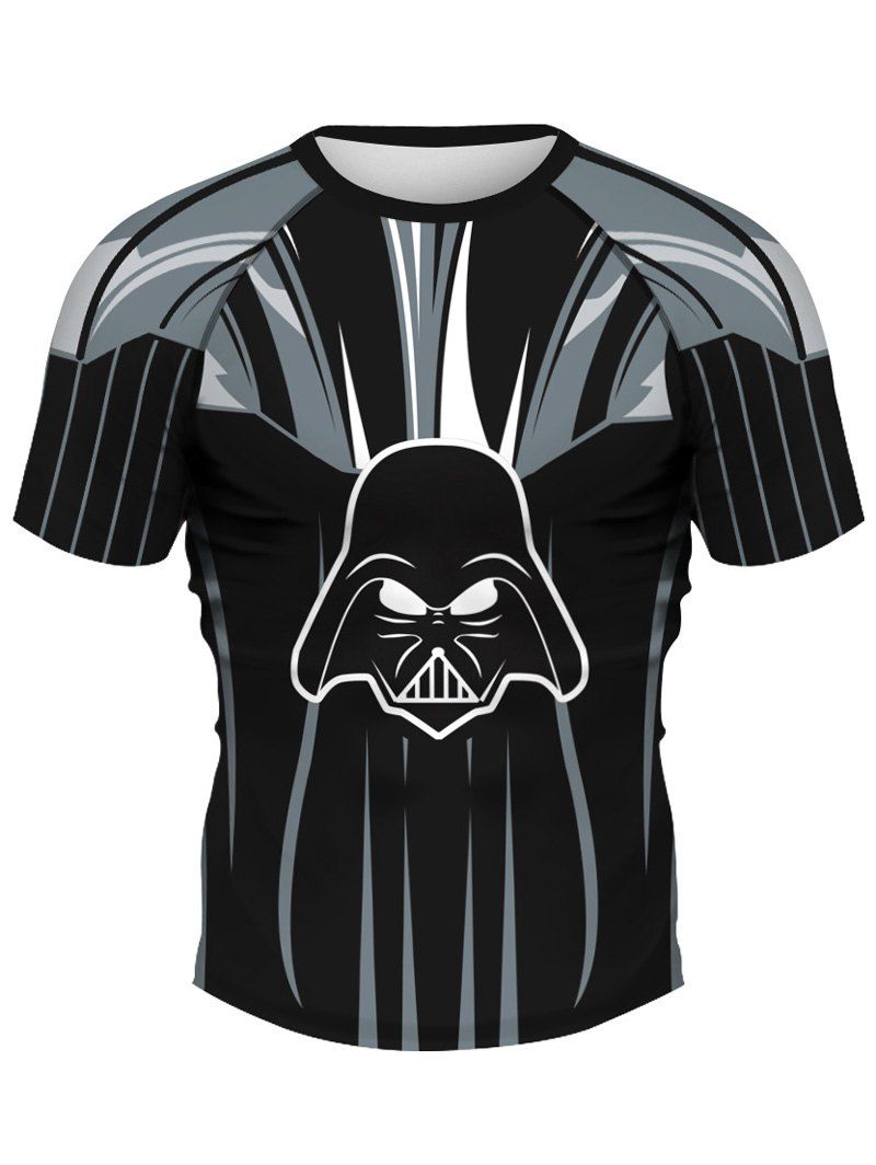 

Raglan Sleeve Cartoon Demon Print Tee, Black