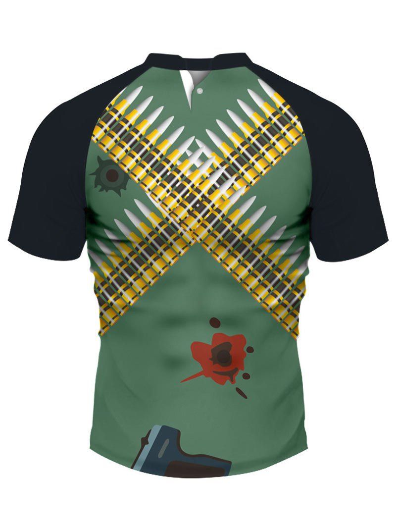 

Raglan Sleeve Bullets Print Graphic Tee, Green