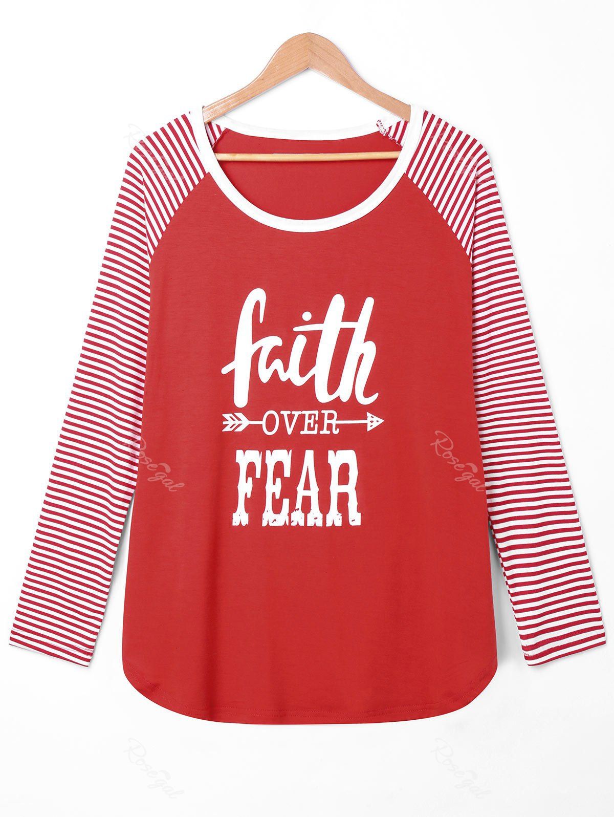 

Plus Size Faith Over Fear Raglan Sleeve Tee, Red