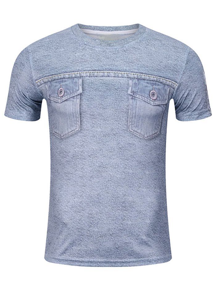 

Pockets 3D Print Funny Graphic Tee, Blue gray