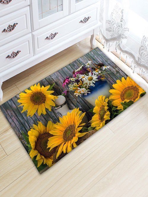 

Flower Board Print Water Absorption Area Rug, Colormix