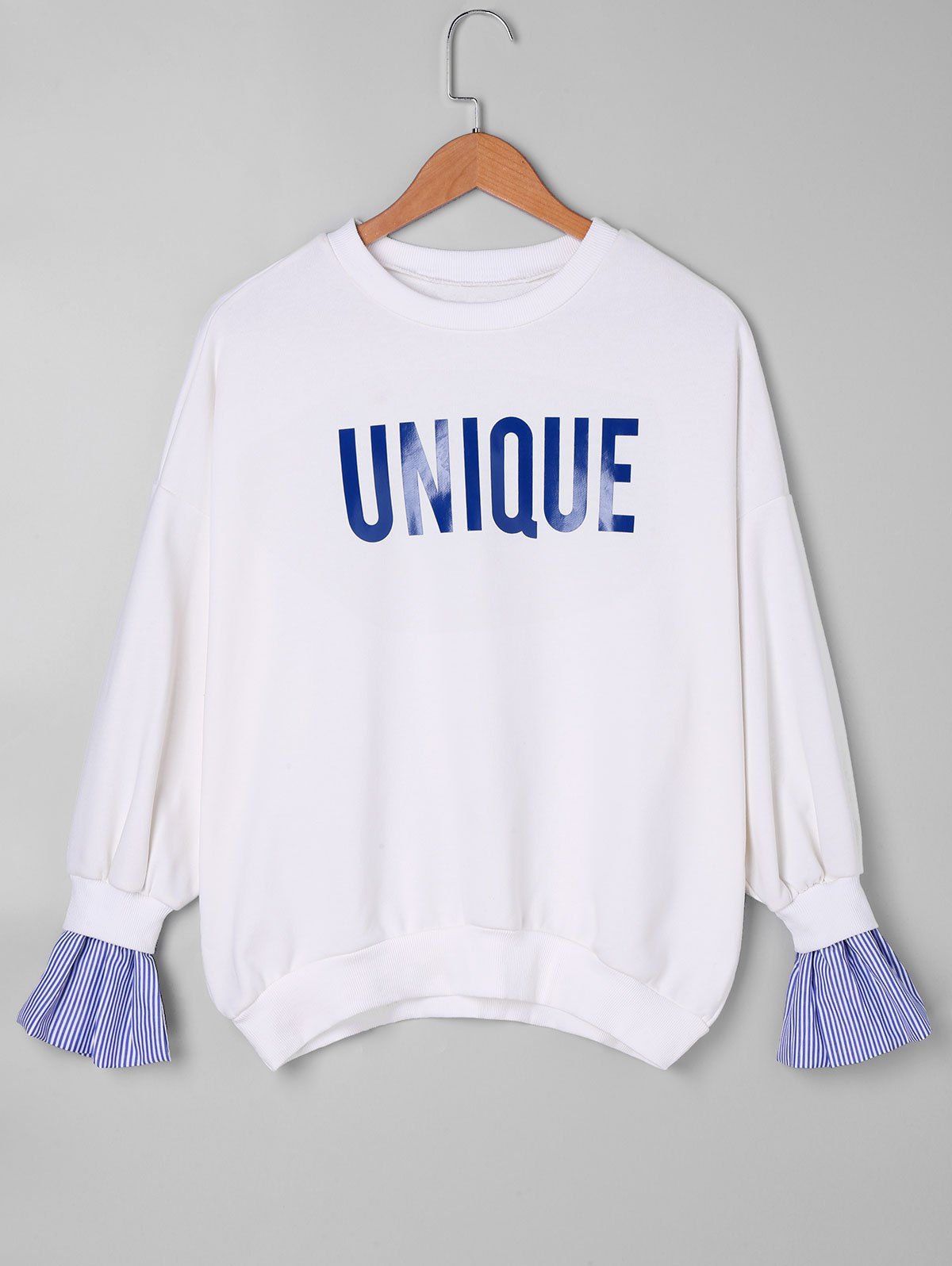 

Unique Stripe Trim Sweatshirt, Blue