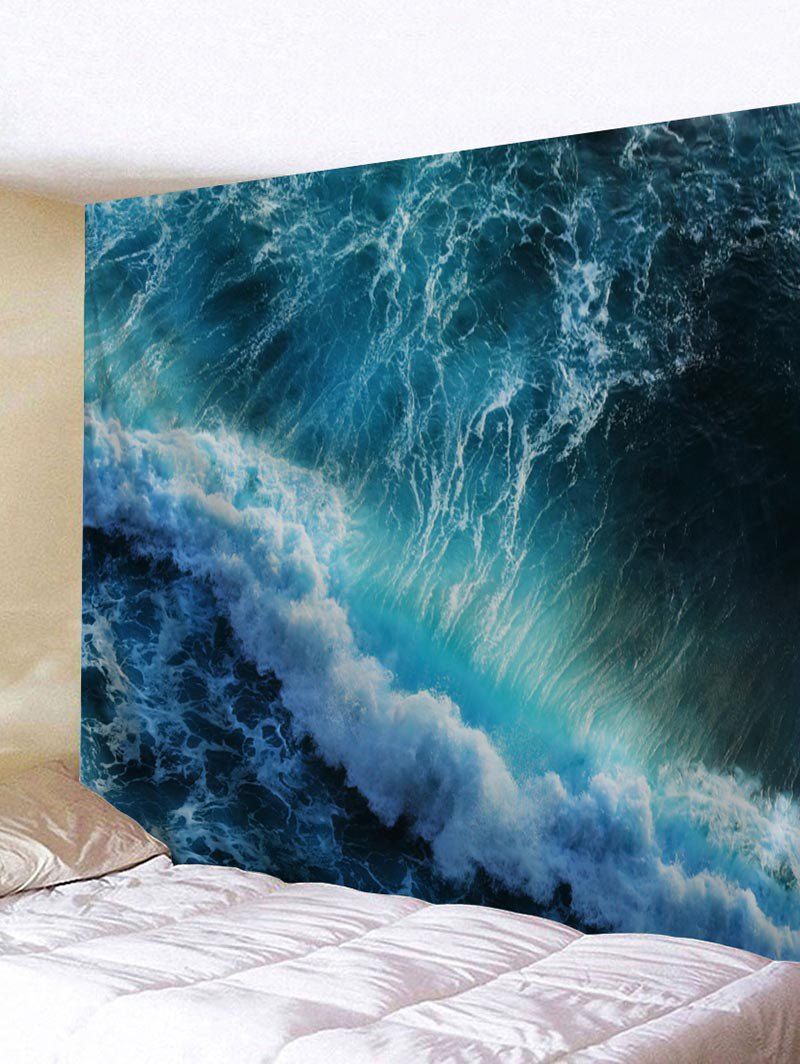 

Wall Art Huge Sea Waves Printed Tapestry, Blue