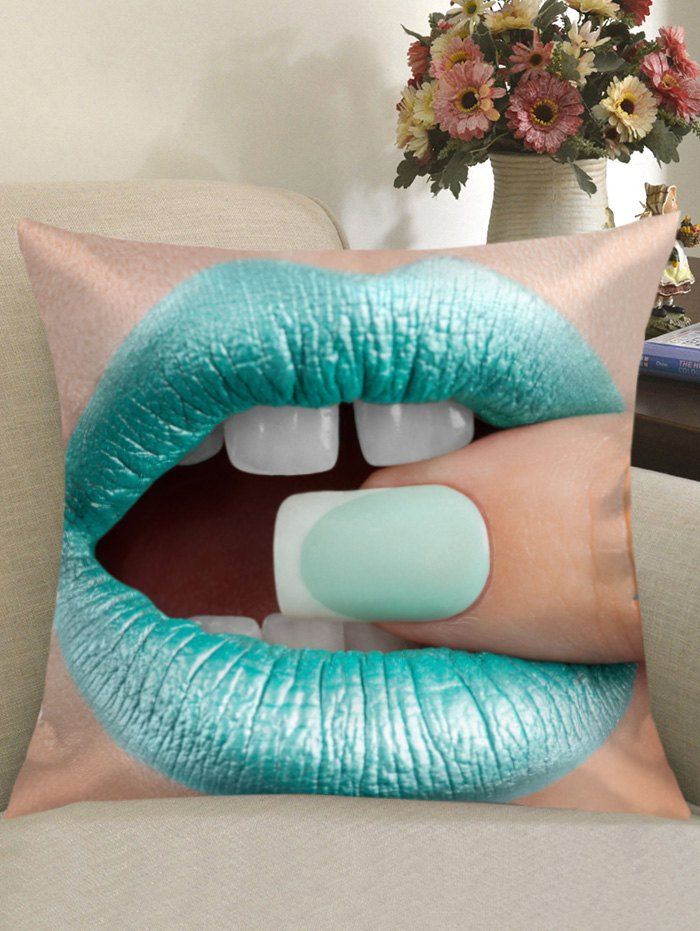

Finger Lip Print Square Pillow Case, Colorful