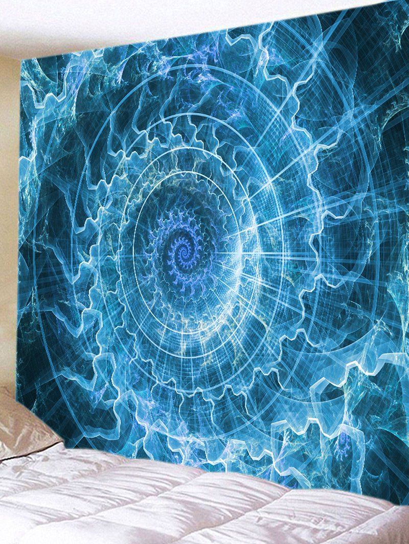 

Blue and White Swirl Printed Tapestry, Lake blue
