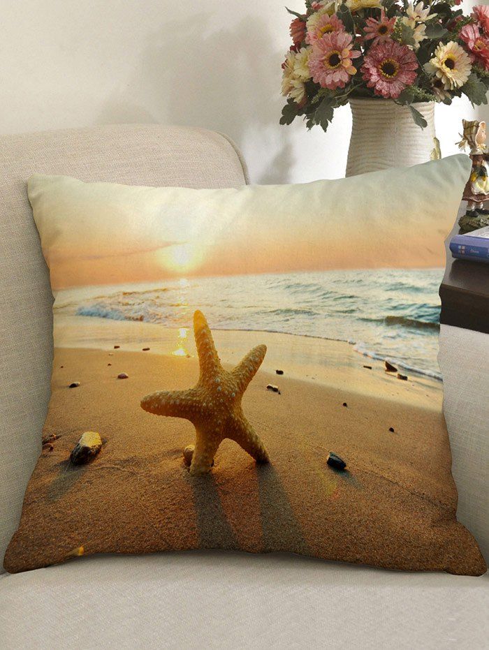 

Sunset Beach Pattern Linen Pillowcase, Colormix
