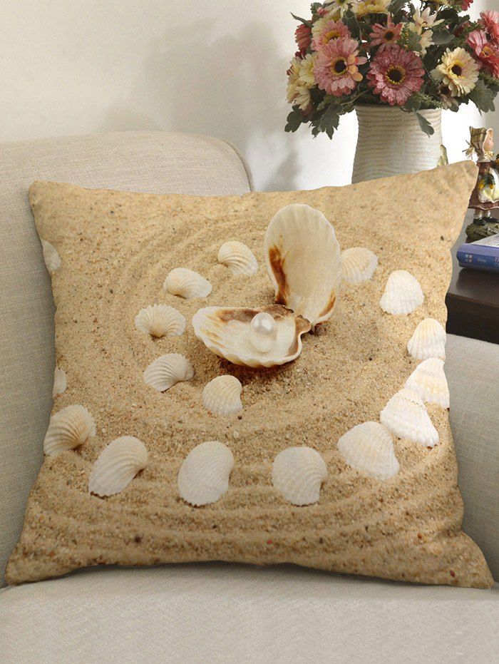 

Sandbeach Shell Pattern Linen Pillowcase, Colormix