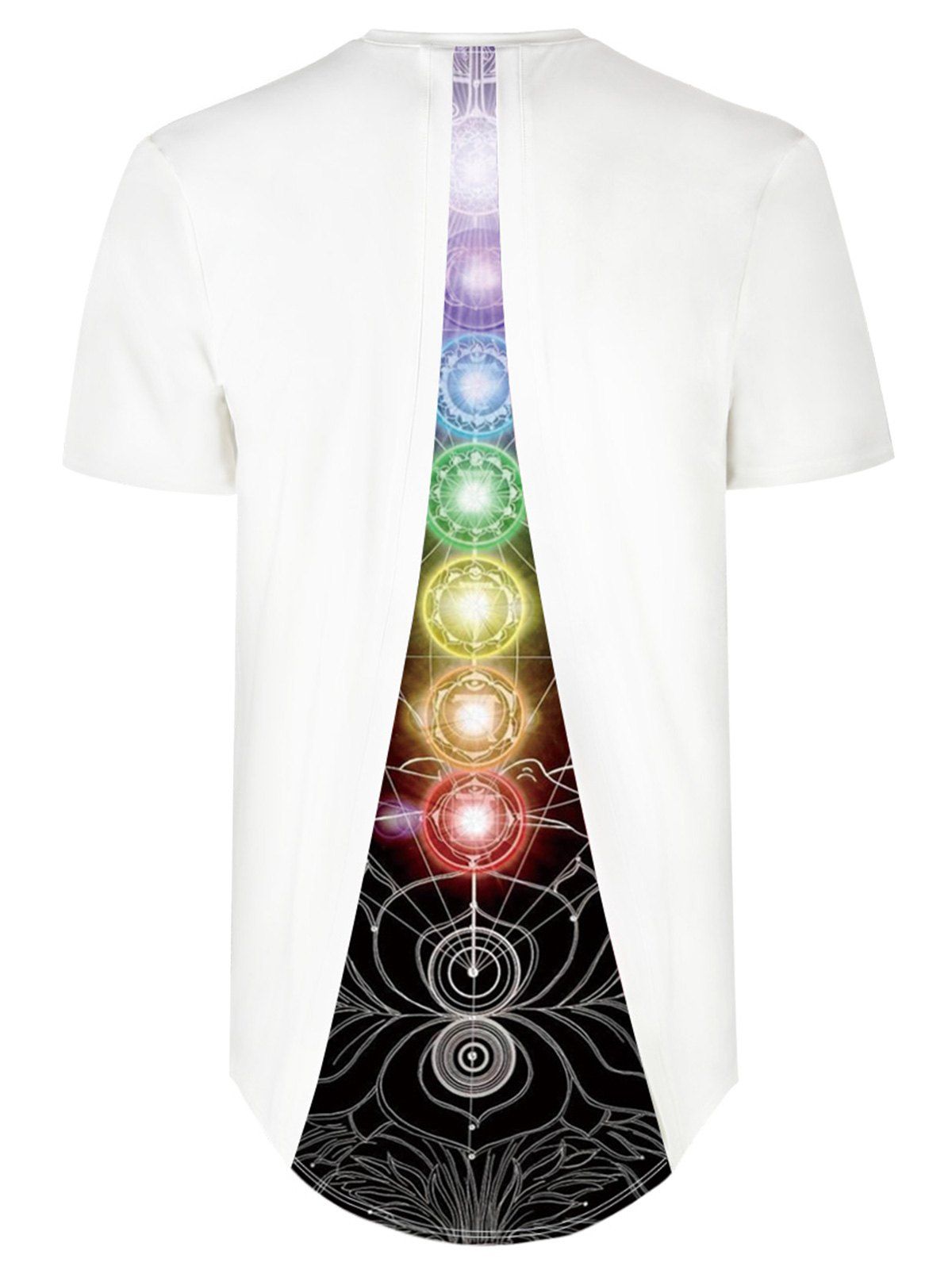 

Colorful Circles Print Insert High Low Hem Tee, White