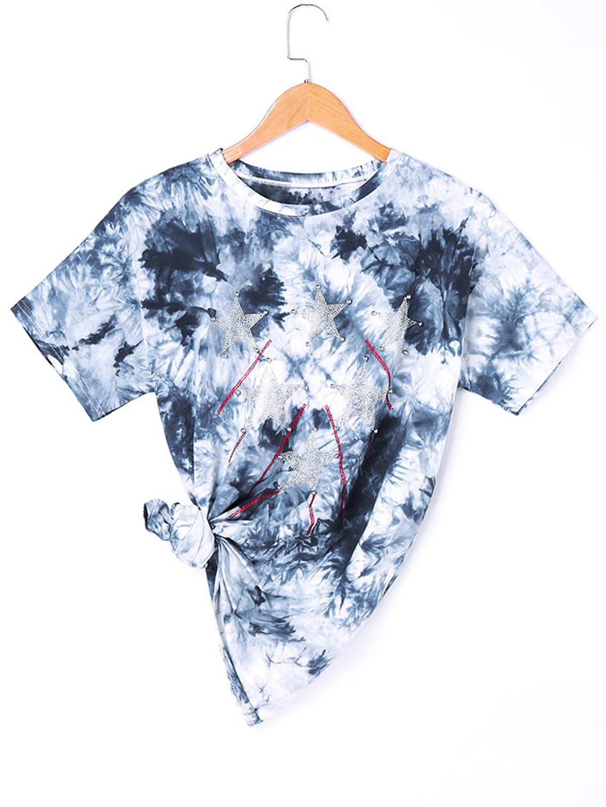 

Beading Casual Tie Dye T-shirt, Blue