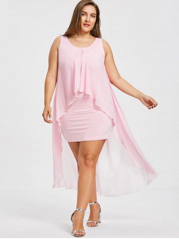 

Plus Size Sleeveless Flyaway Dress, Light pink