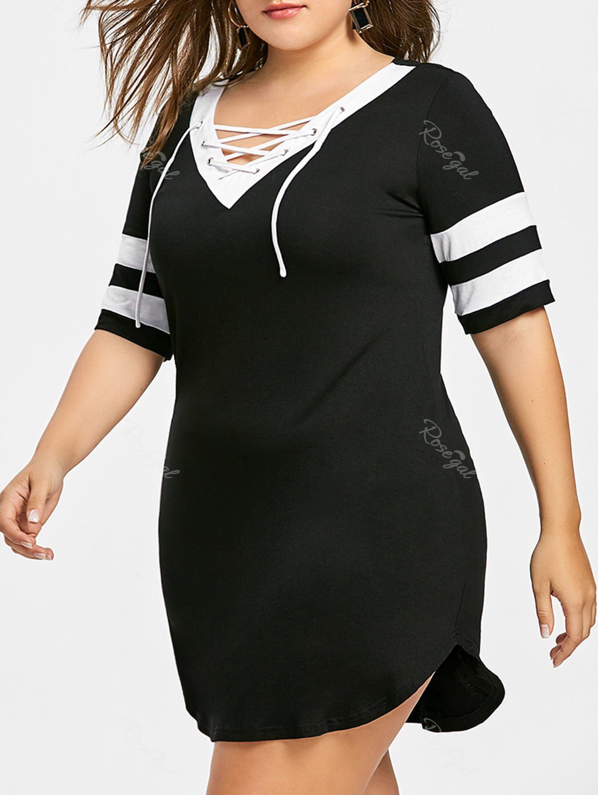 

Plus Size Mini Casual Dress, Black