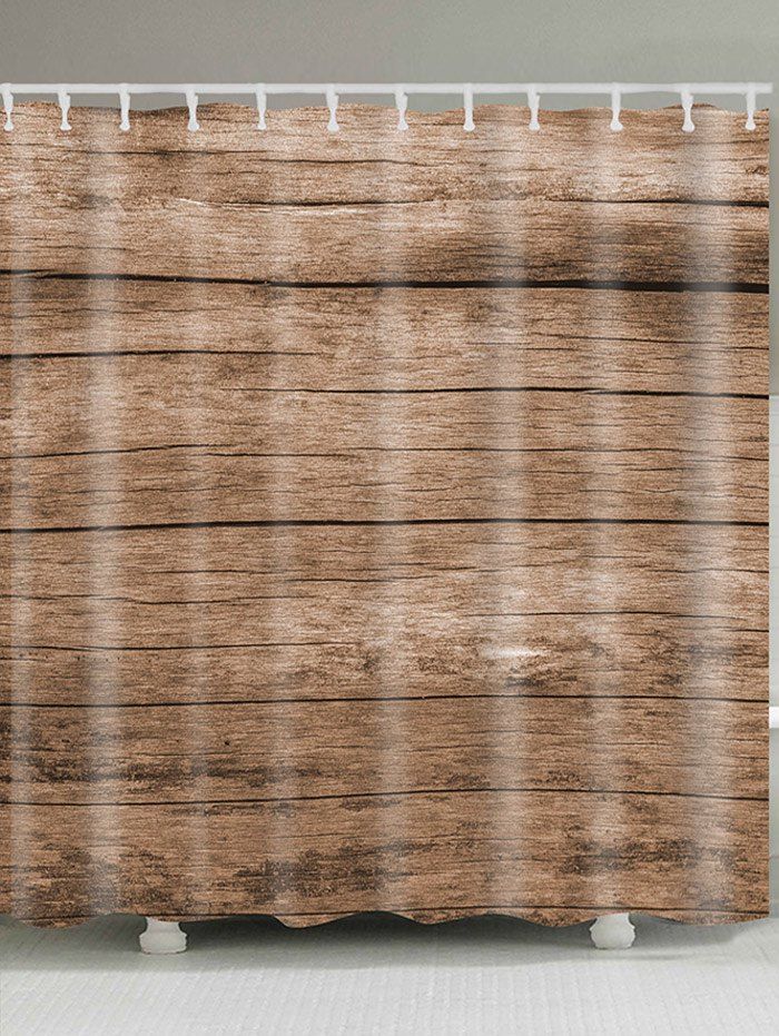 

Retro Wood Grain Print Shower Curtain, Brown