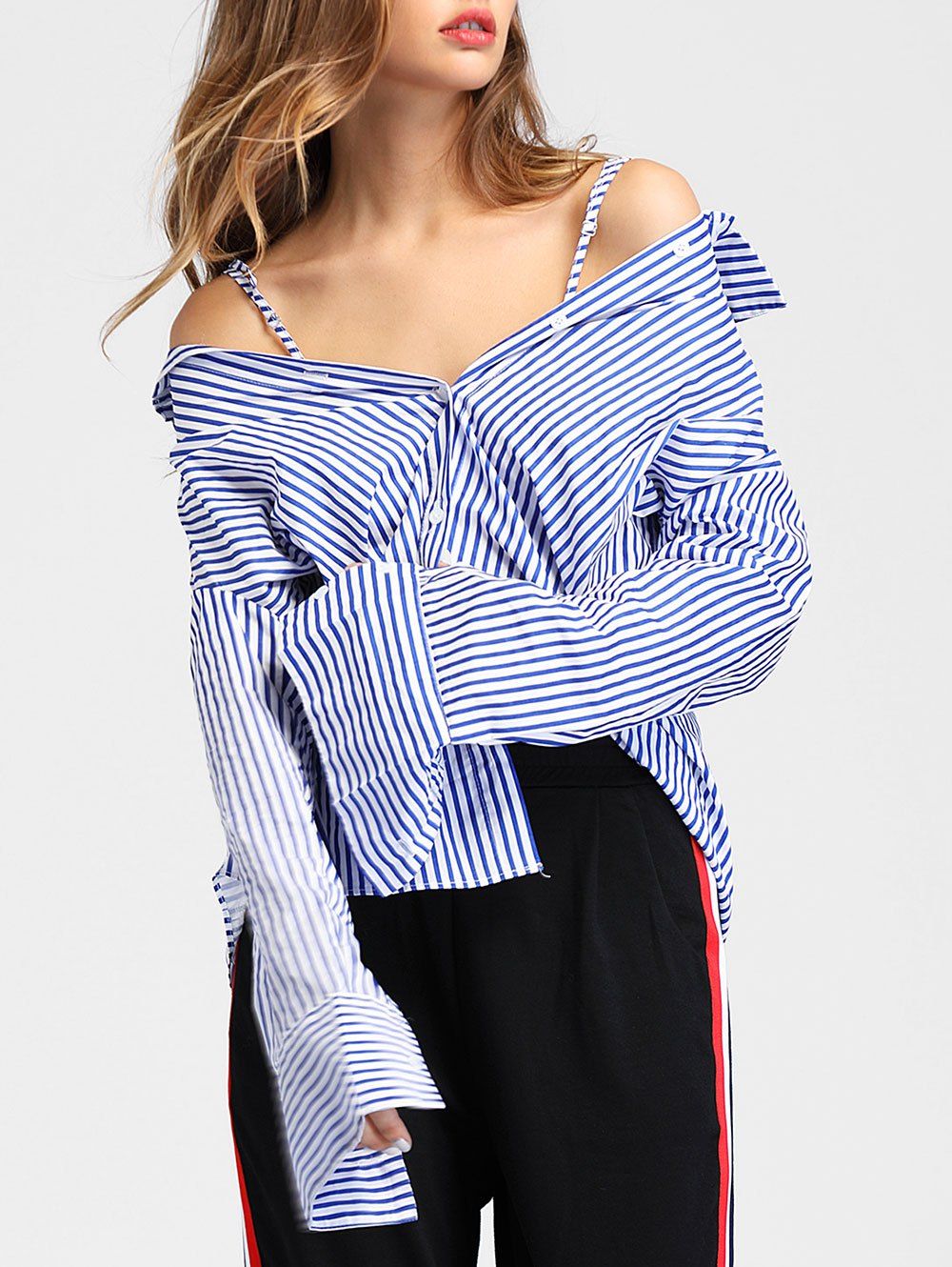 

Long Sleeve Vertical Stripe Shirt, Blue