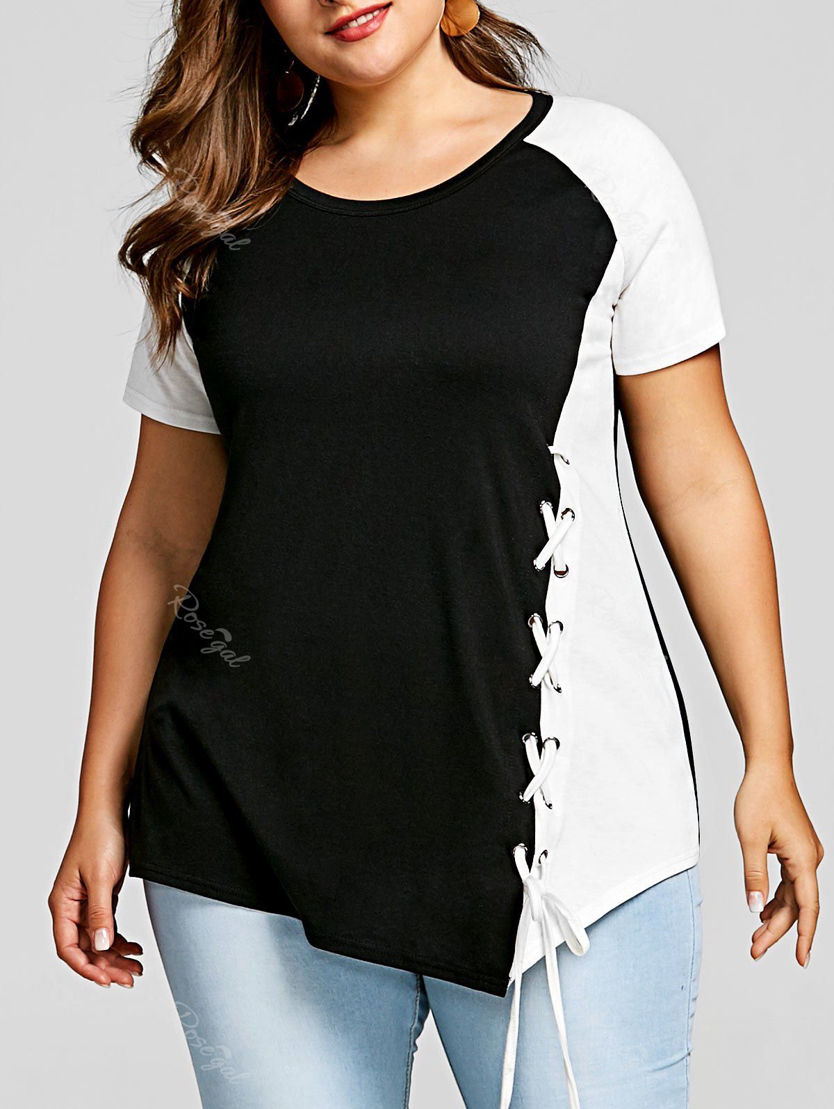 lace up shirts plus size