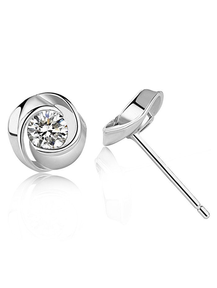 

Rhinestone Tiny Floral Stud Earrings, Silver