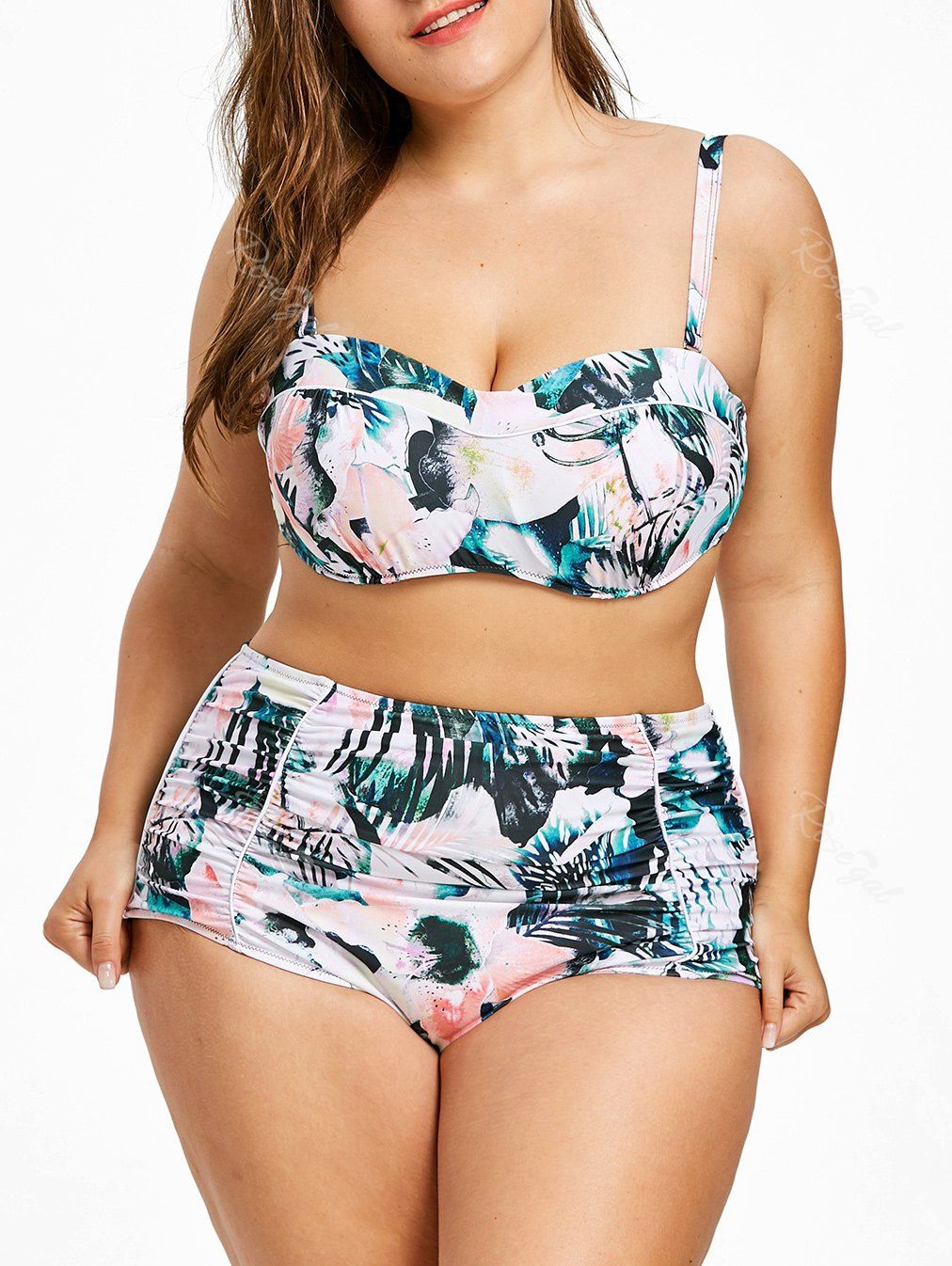 

Tropical Plus Size Underwire High-Rise Bikini, Multi