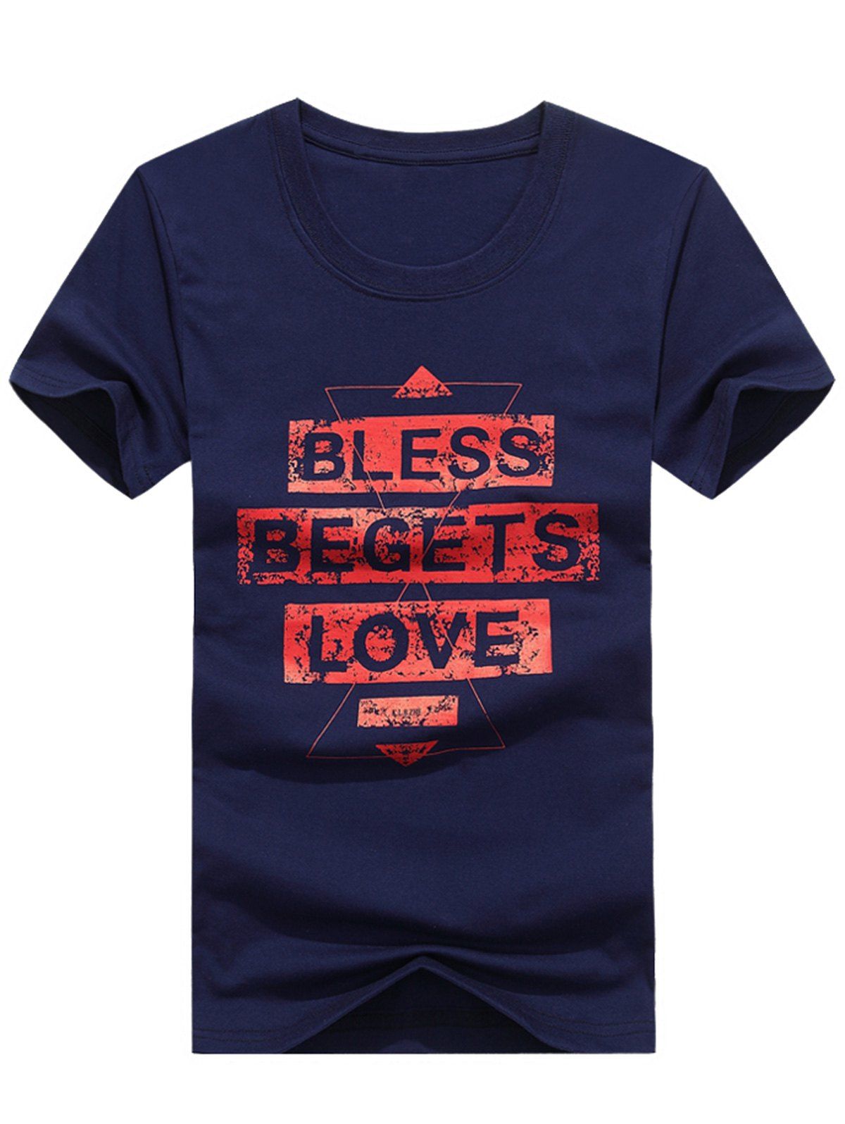 

Crew Neck Letters Print T-shirt, Cadetblue