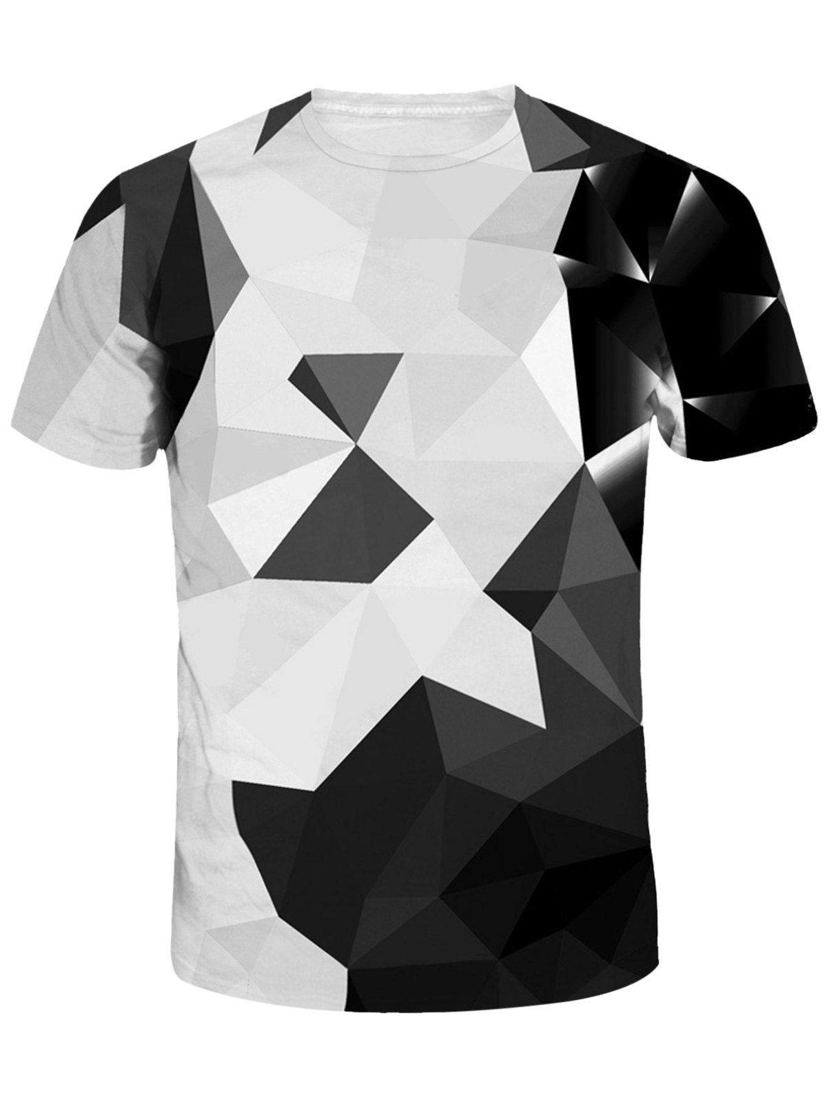

Short Sleeve Crew Neck Geometric Print Tee, Colormix