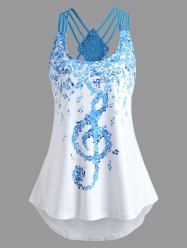 Musical Notes Print Strappy Tank Top -  