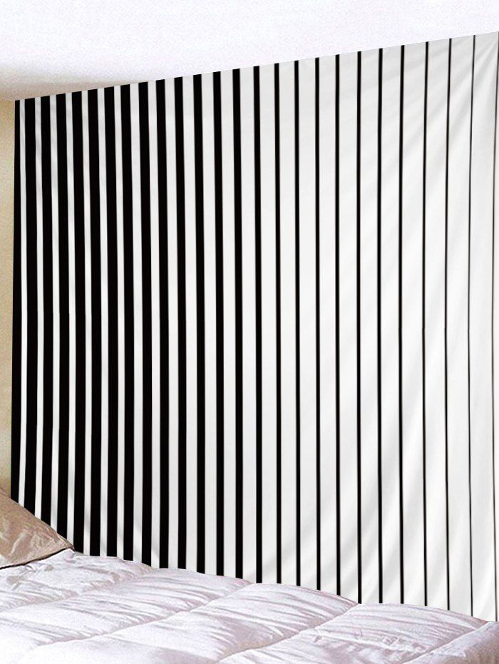 

Two Tone Stripe Print Tapestry Wall Hanging Decor, Black