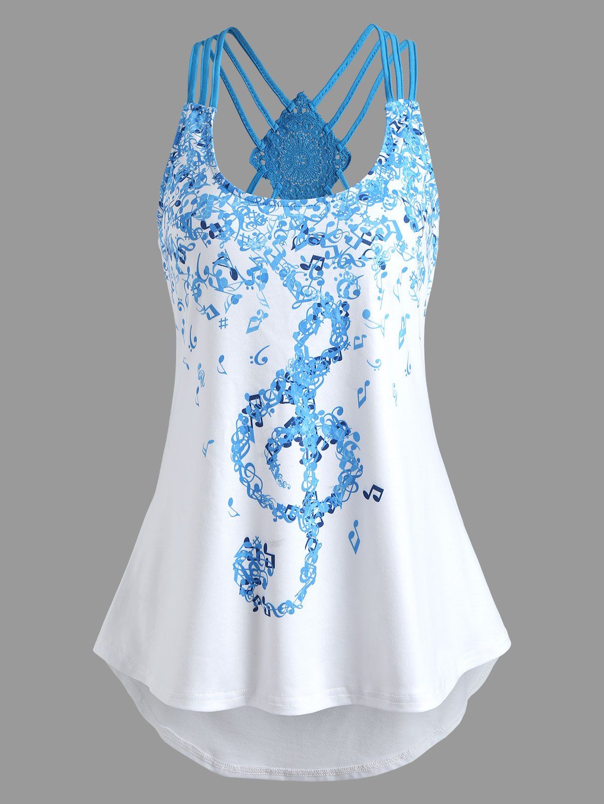 Musical Notes Print Strappy Tank Top thumbnail
