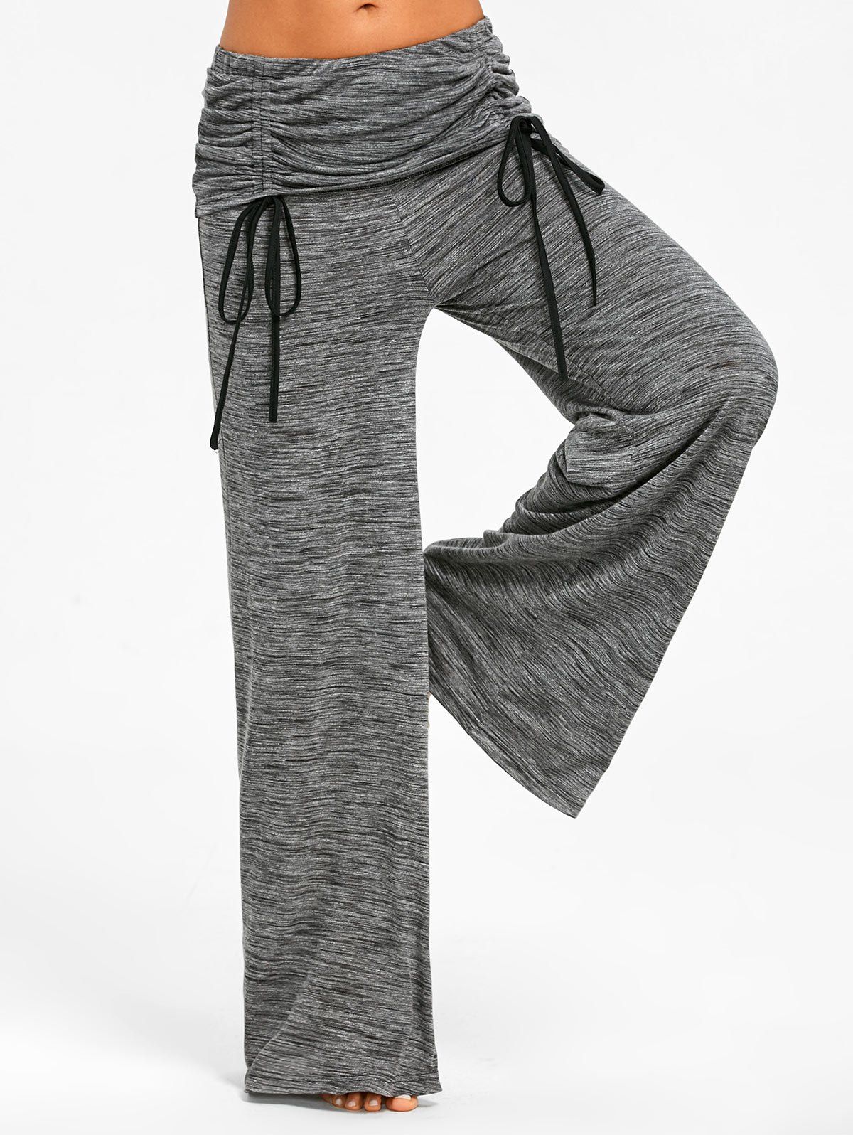 

Ruched Waisted Wide Leg Pants, Gray