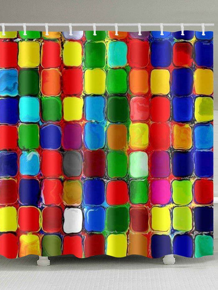 

Color Blocks Printed Polyester Bath Curtain, Multi