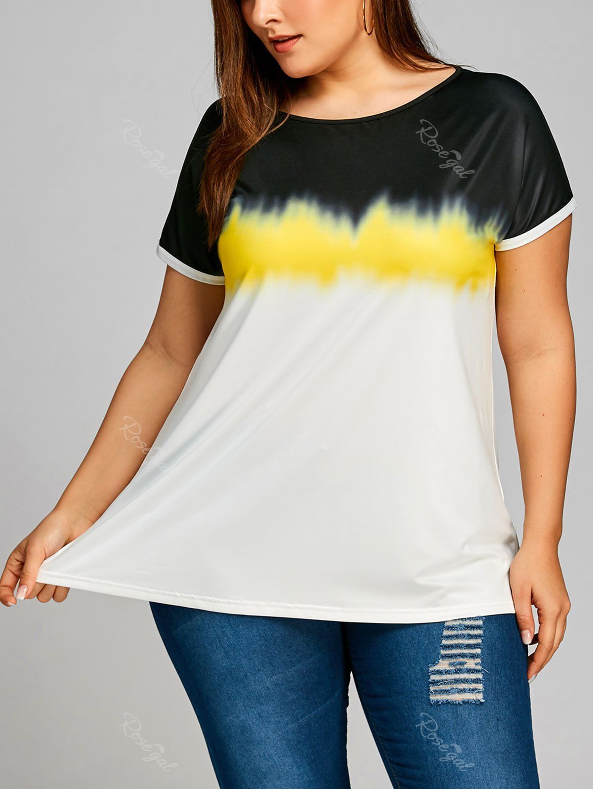 

Plus Size Short Sleeve Ombre T-shirt, Colormix