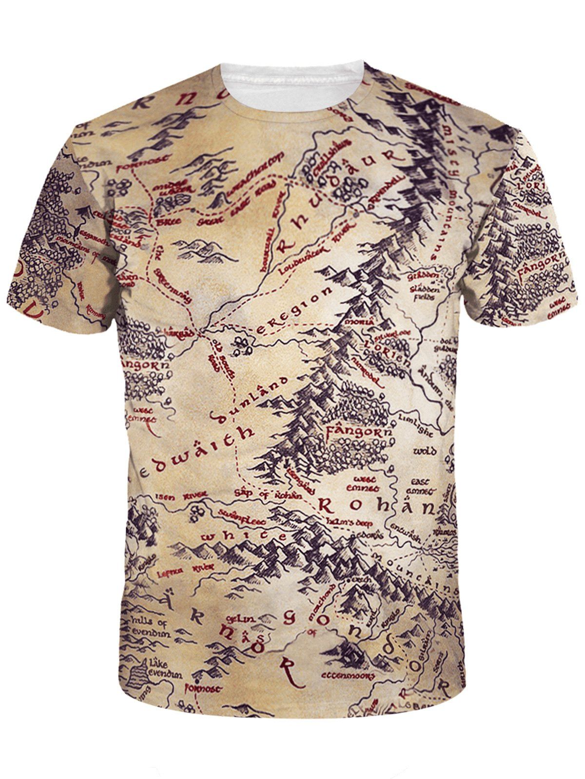 

Crew Neck Map Print Tee, Burlywood