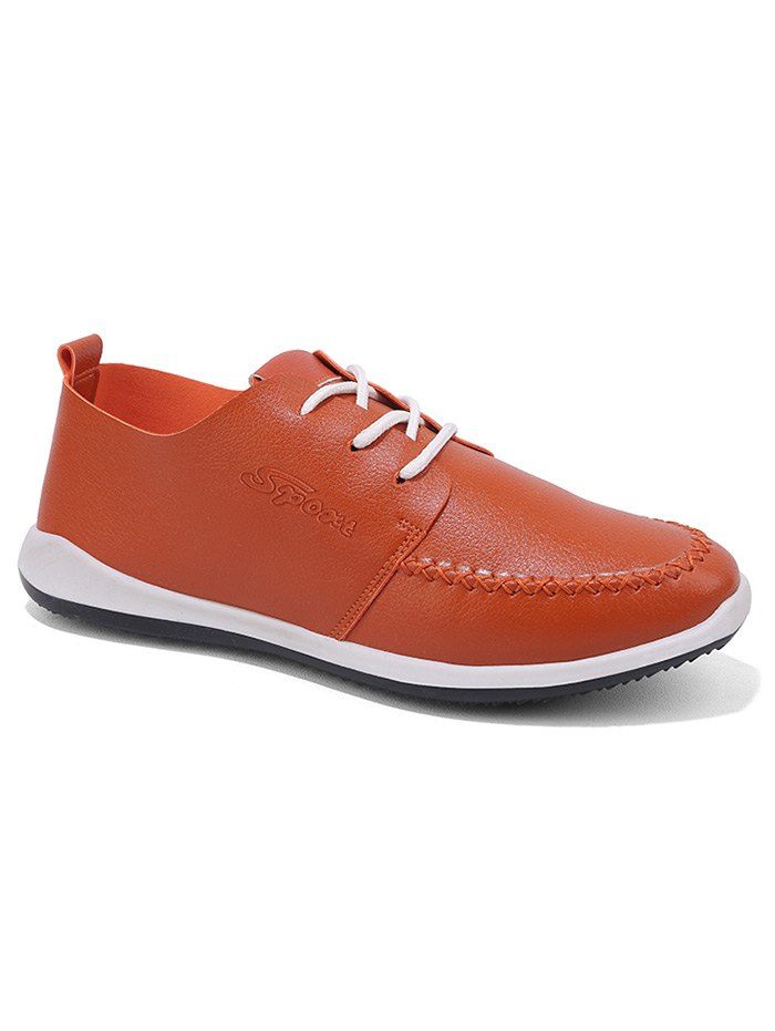 

Stitch Toe Faux Leather Casual Shoes, Brown