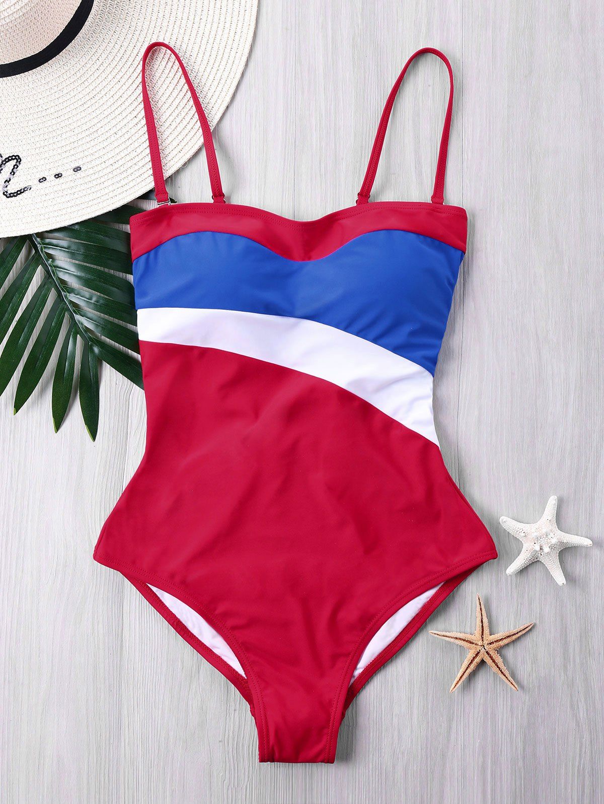 

Padded Color Block One-piece Swimsuit, Multi