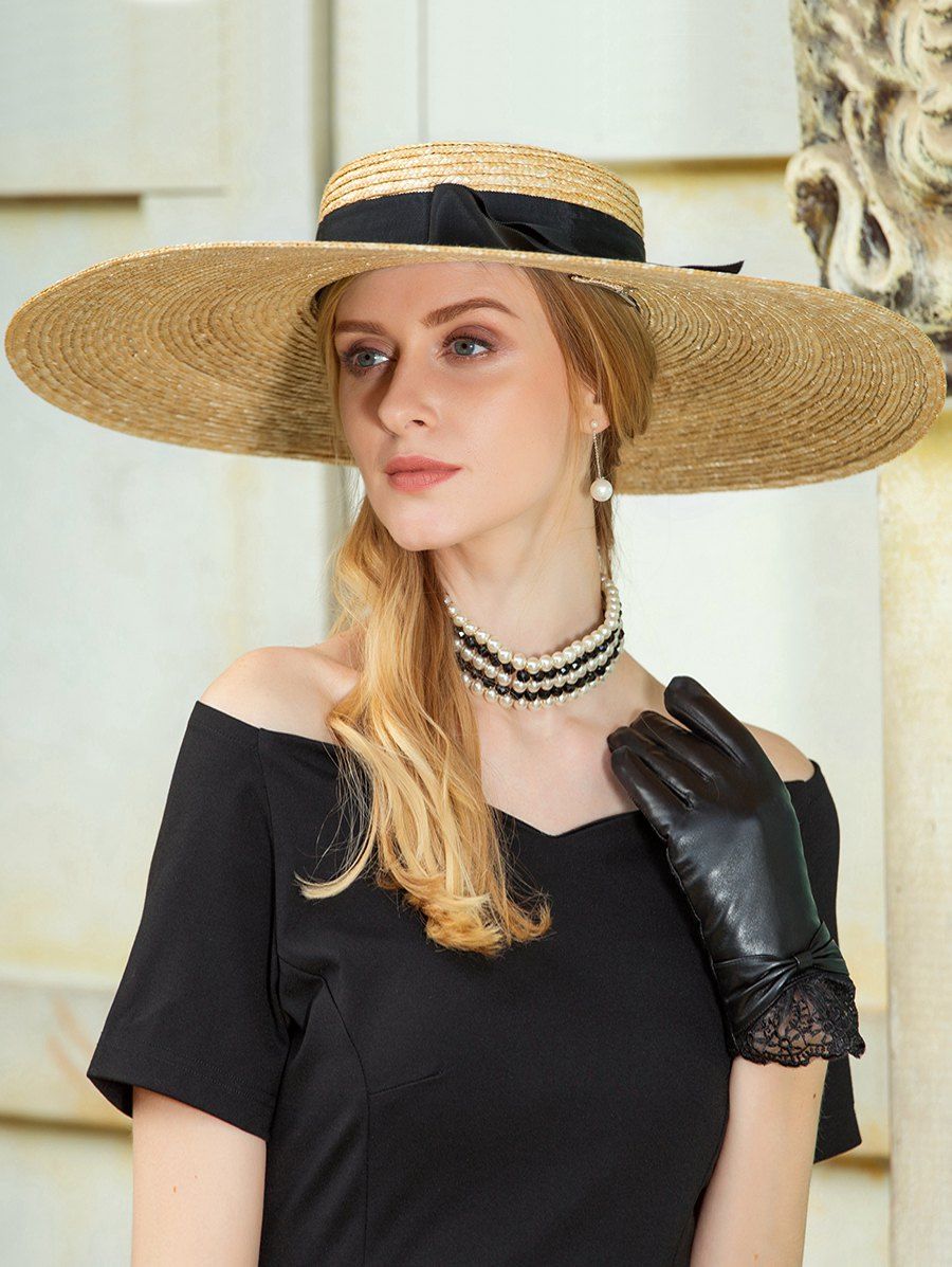 [39 OFF] Vintage Wide Brim Straw Skimmer Hat Rosegal