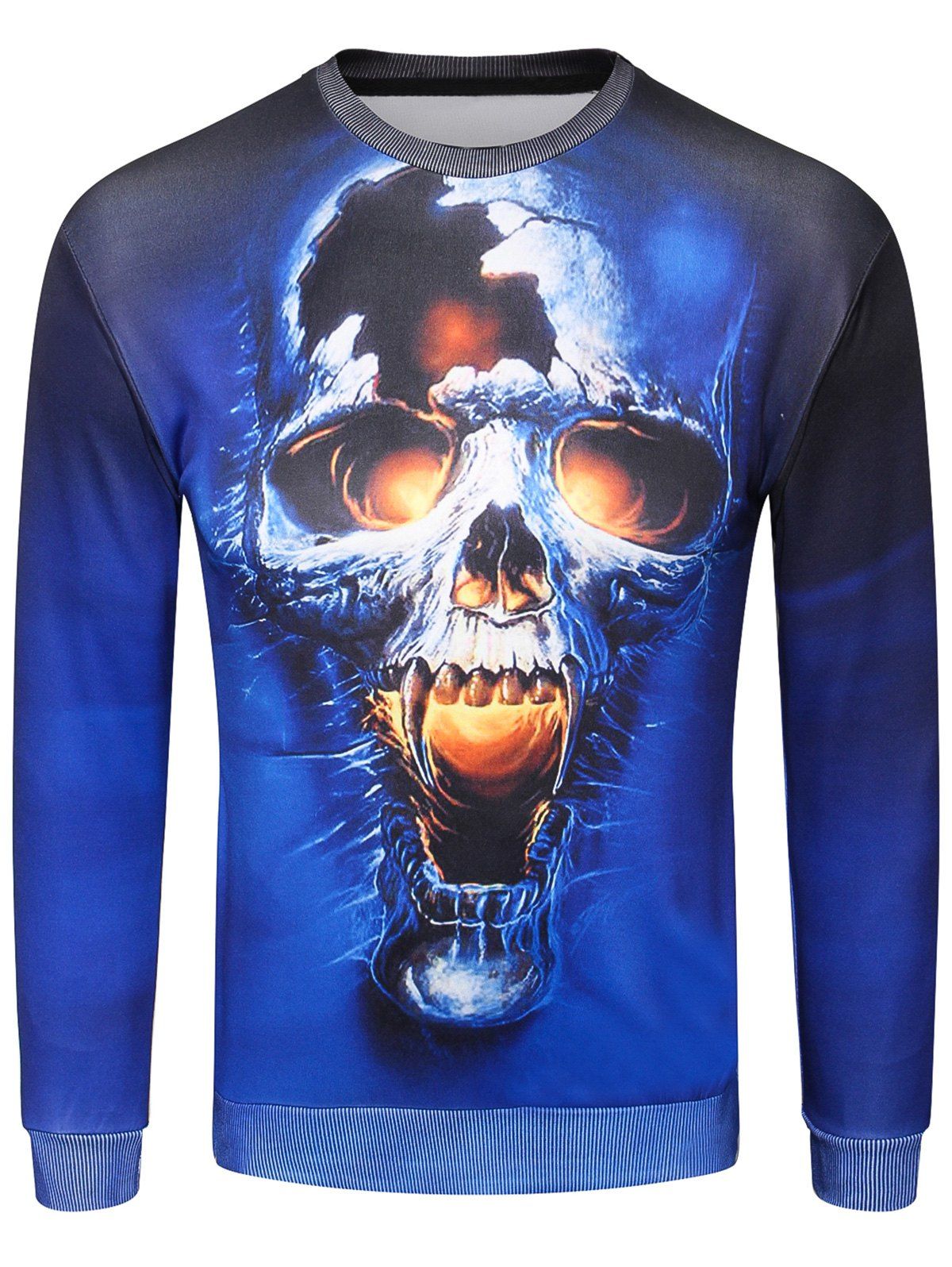 Shop 3D Evil Skull Print Pullover Sweatshirt  