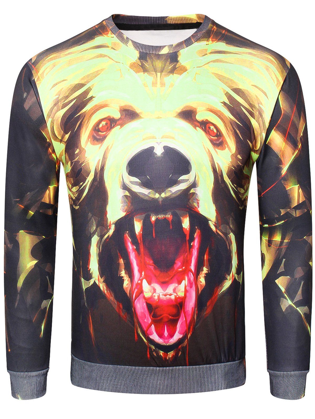 

3D Ferocious Dog Print Pullover Sweatshirt, Multi