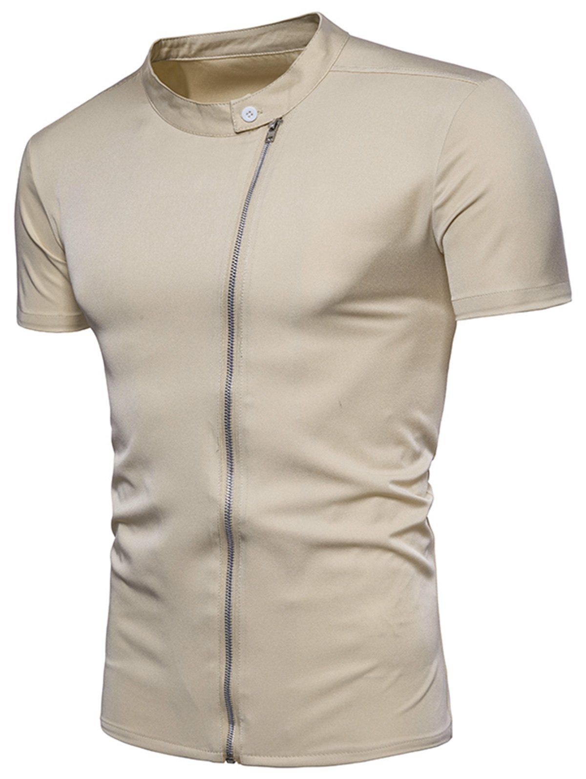 

Zip Up Short Sleeve Shirt, Khaki