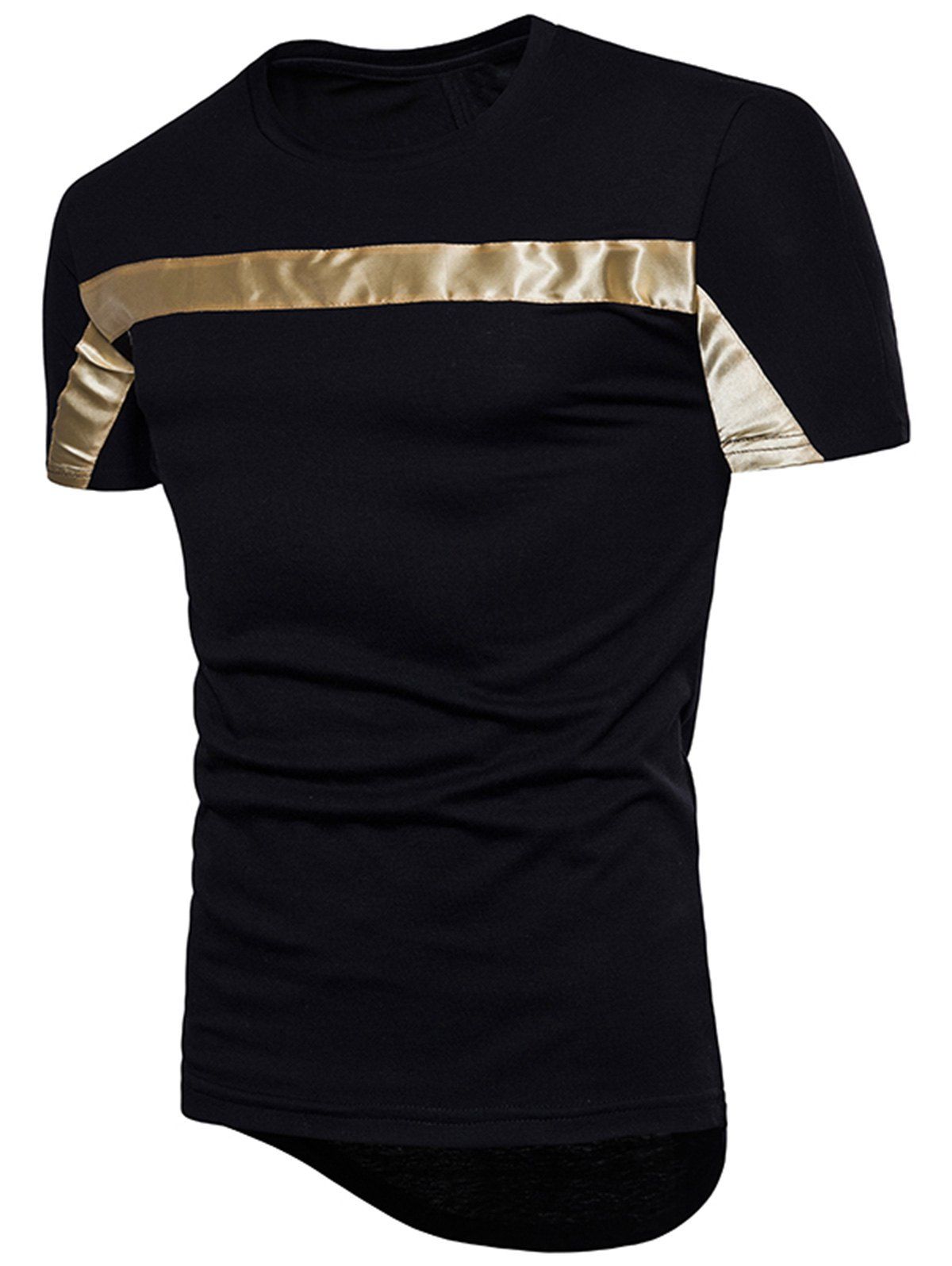 

Color Block Satin Panel T-shirt, Black