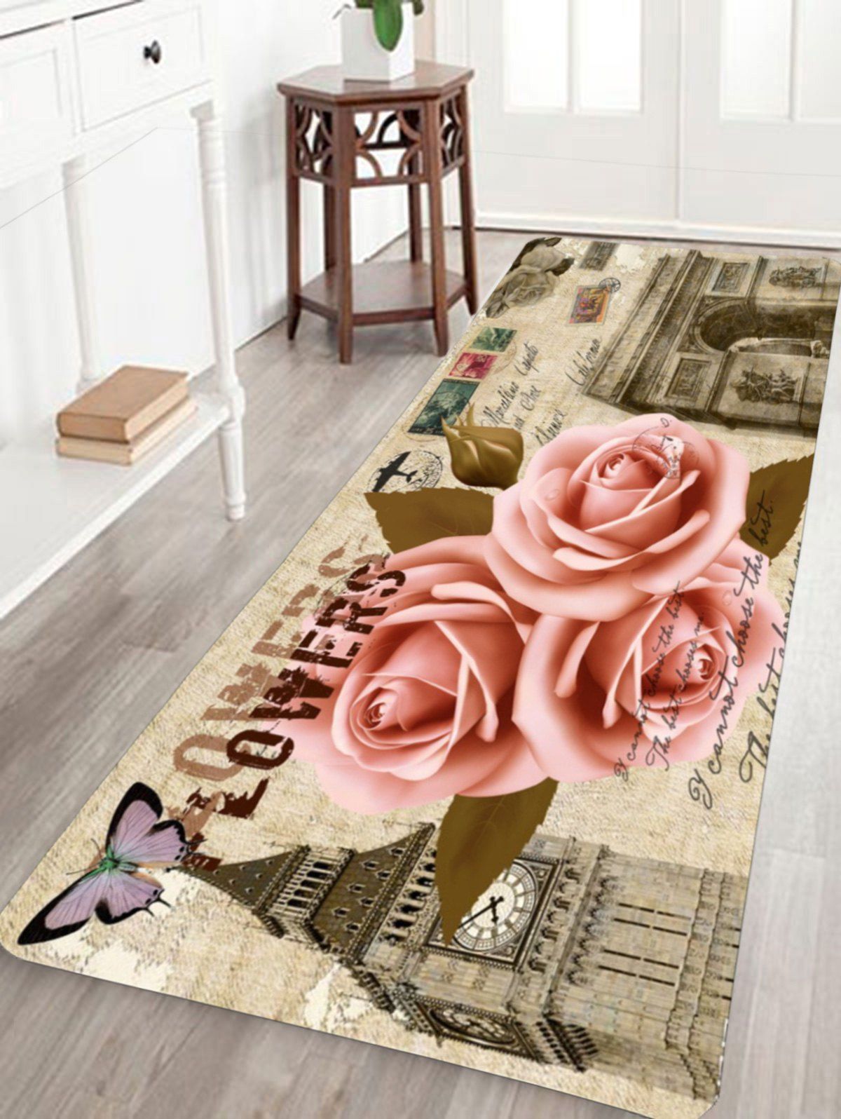 

Roses Famous Architectures Print Floor Rug, Multi