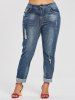Jean Boyfriend Style Déchiré avec Poches Arrières Grande-Taille -  