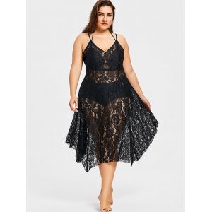 black 5xl plus size spaghetti strap lace handkerchief dress plus size handkerchief dress