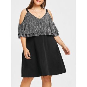 

Plus Size Metallic Overlay Dress, Black