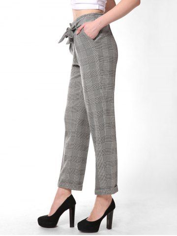 FRENCH BAZAAR Striped Plaid Casual Long Suit Pants