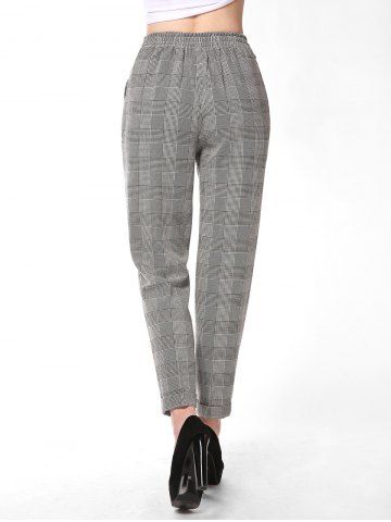 FRENCH BAZAAR Striped Plaid Casual Long Suit Pants