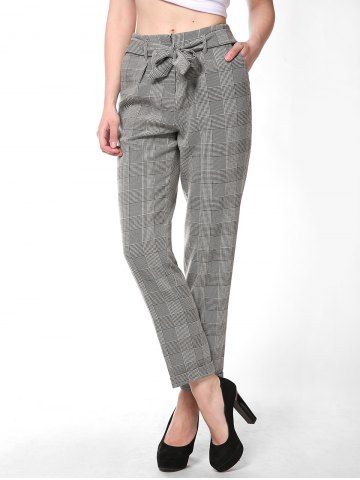 FRENCH BAZAAR Striped Plaid Casual Long Suit Pants