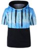 Sweat-Shirt à Capuche avec Cordon de Serrage à Manches Courtes - Bleu Ciel Léger  M