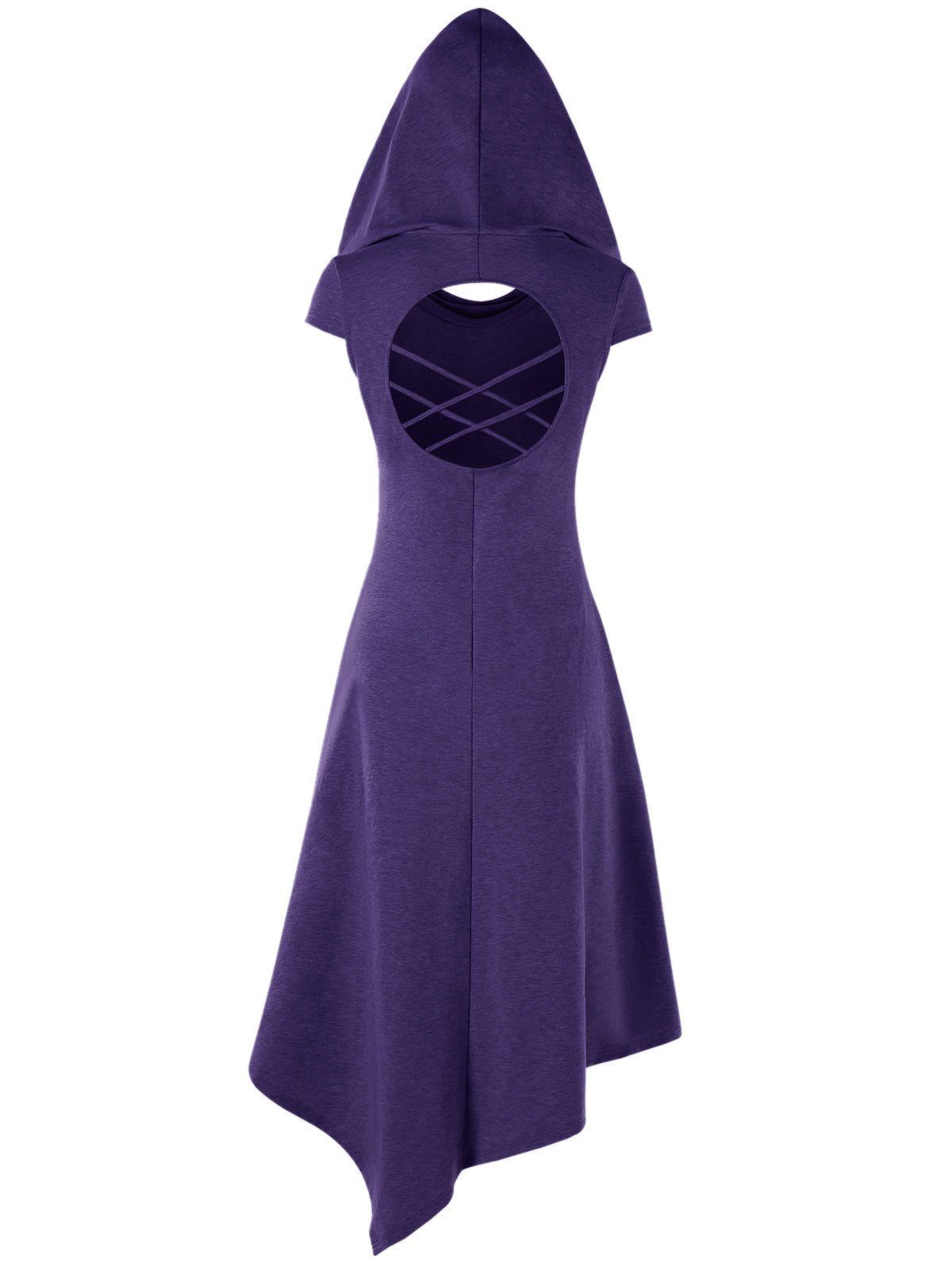 

Handkerchief Cut Out Midi Swing Dress, Purple